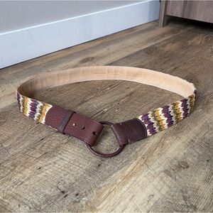 Talbots Colorful Woven Leather Ring Belt